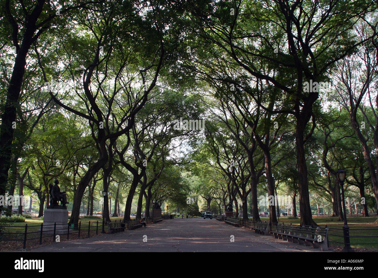 The Mall and Literary Walk, Central Park, New York Stock Photo