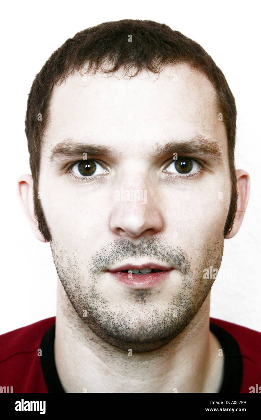 A man with fair complexion looks at the camera Stock Photo