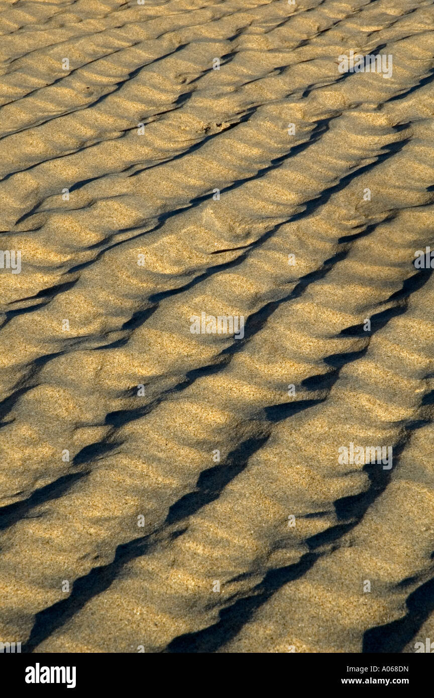 patterns left in sand at the beach by the tide Stock Photo