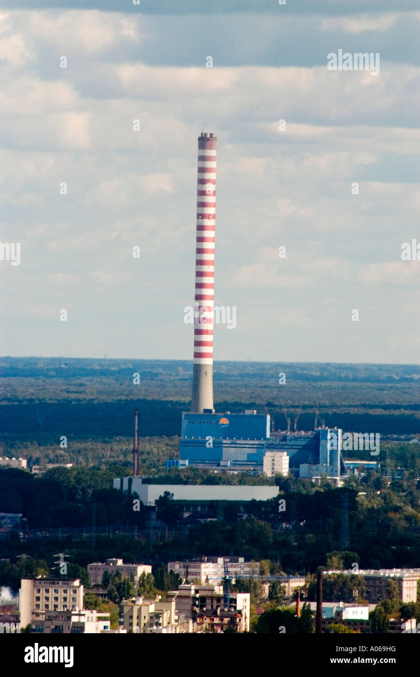 Chimney of water heating facility in Warsaw seen from Palace of Culture and  Science Warszawa Poland Stock Photo - Alamy
