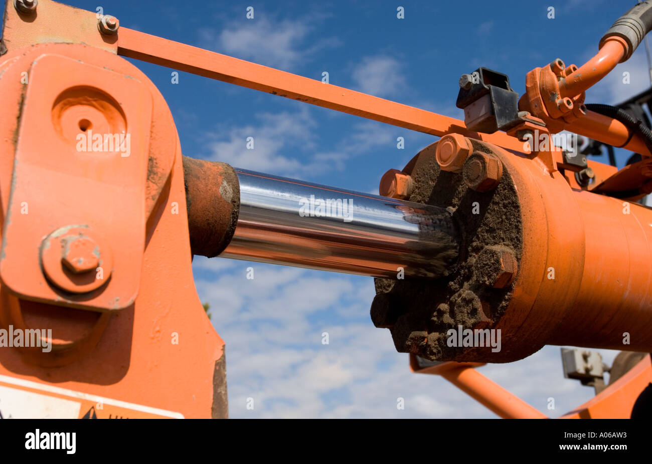 Closeup of a hydraulics cylinder and piston Stock Photo Alamy
