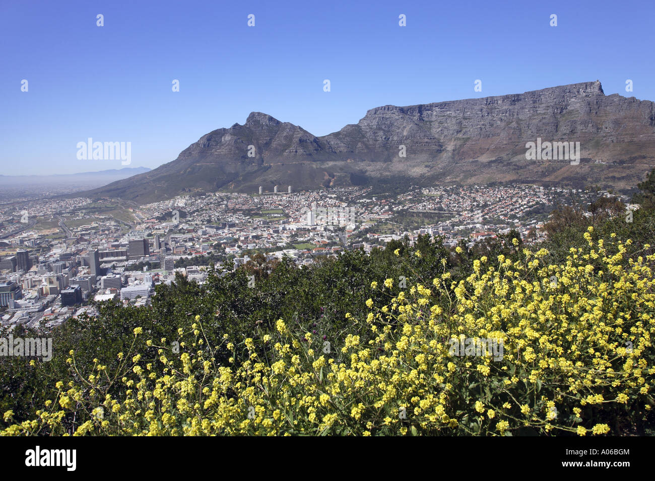 Cape Town and Table Mountain, view from Signal Hill Stock Photo