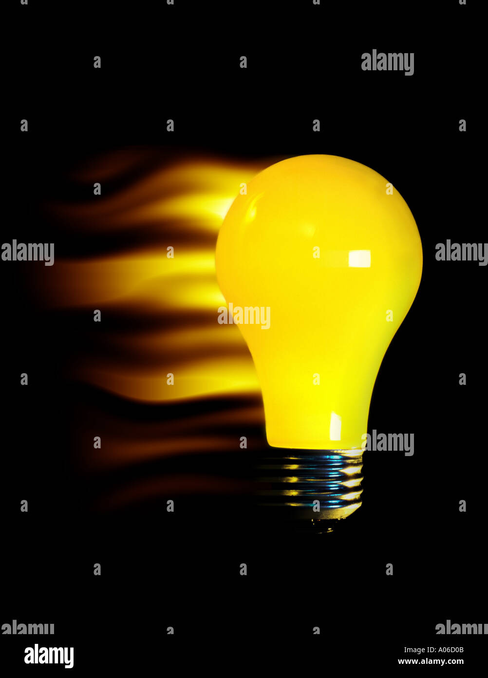 Lightbulb with flames shooting out Stock Photo