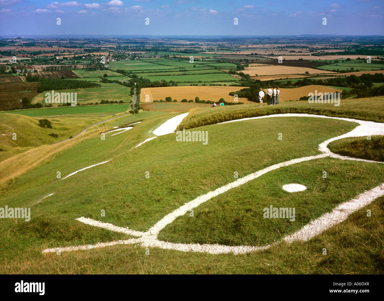 UK Berkshire visitors on White Horse Hill Stock Photo