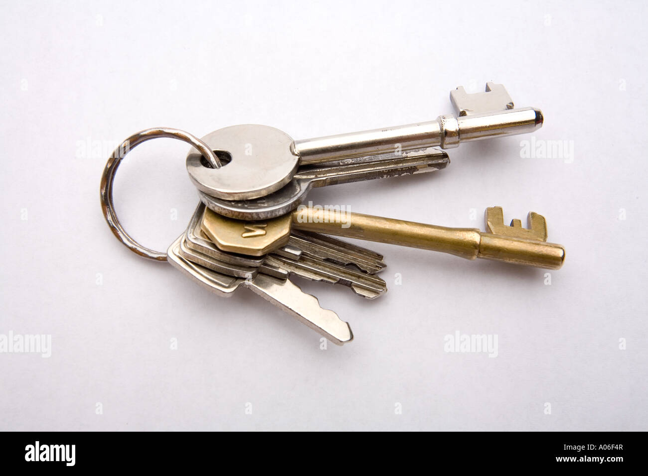Set of House keys on a white studio background Stock Photo - Alamy