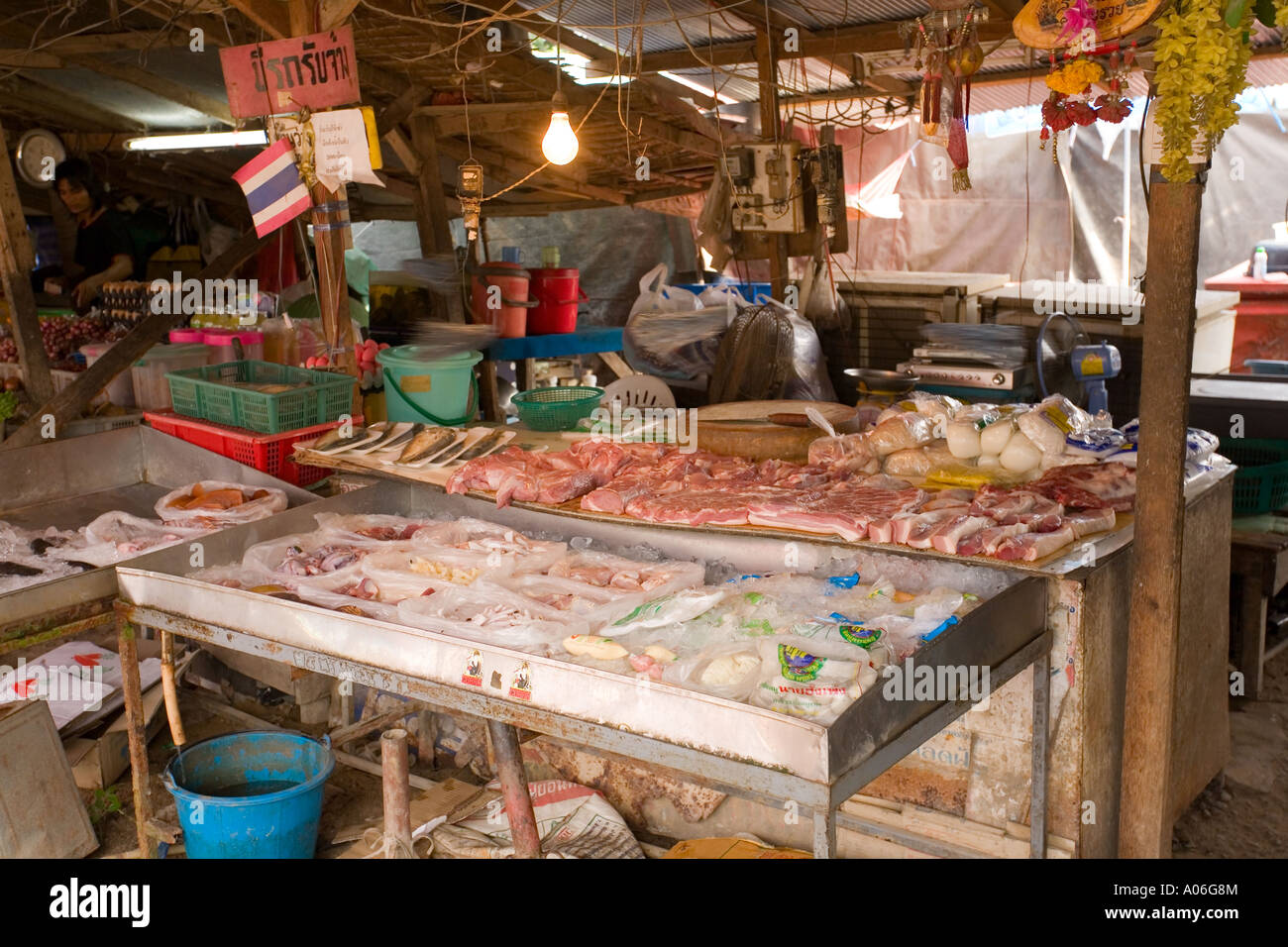 Butchers market stall at Hat Cheweng, Ko Samui Thailand Stock Photo Alamy