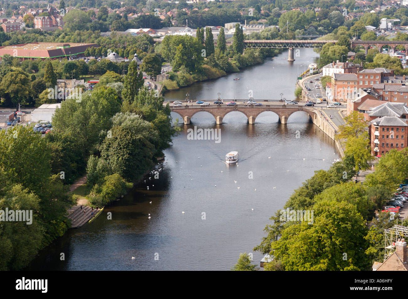 Views from the top of the tower Worcester cathedral Stock Photo