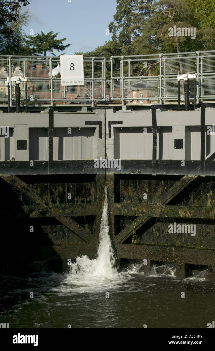 Detail of the lock opening at Marlow on the River Thames Stock Photo