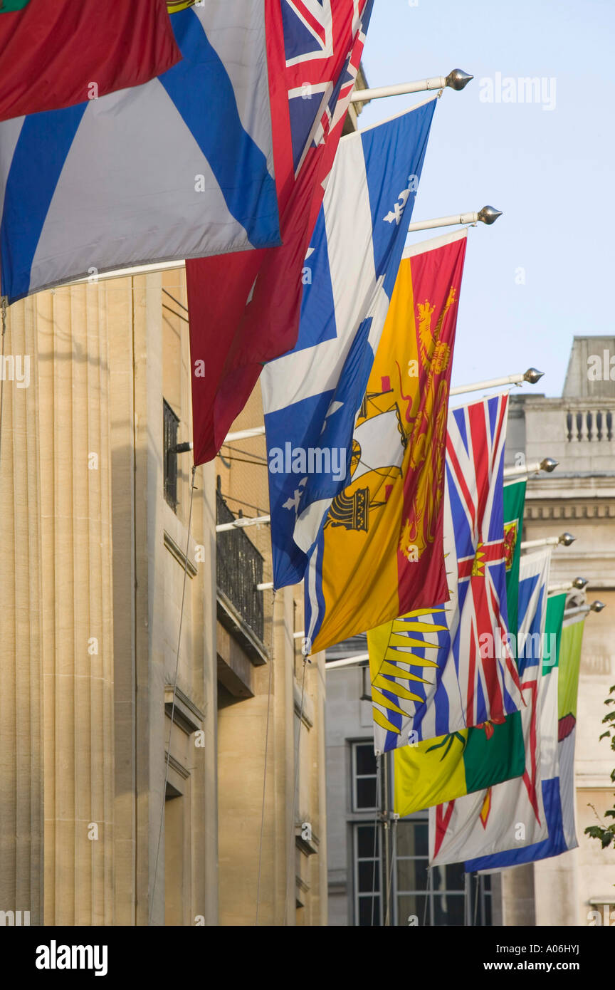 Flags outside the Canadian Embassy in London, UK Stock Photo