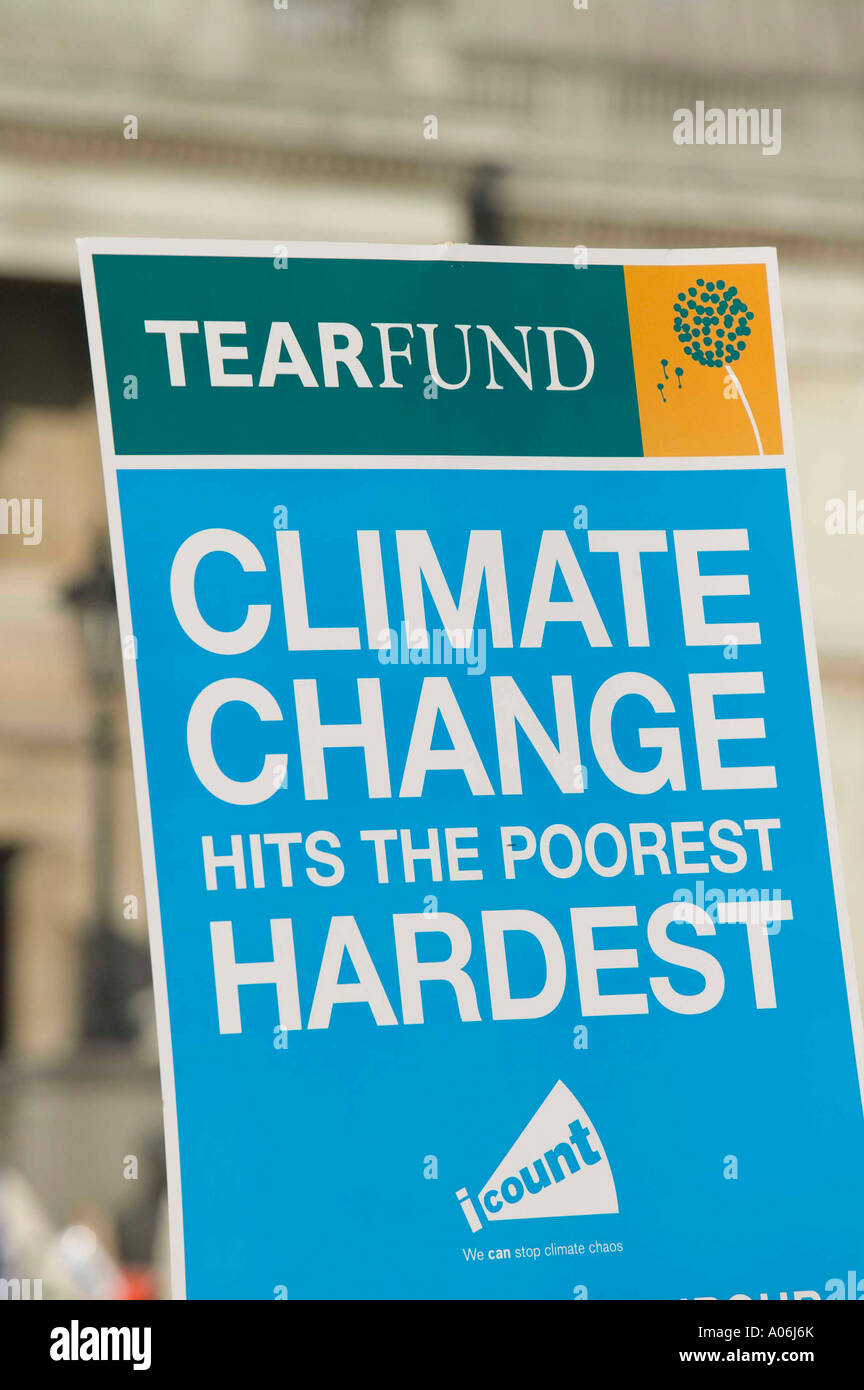 banner at the I Count, climate change rally in Trafalgar Square, London