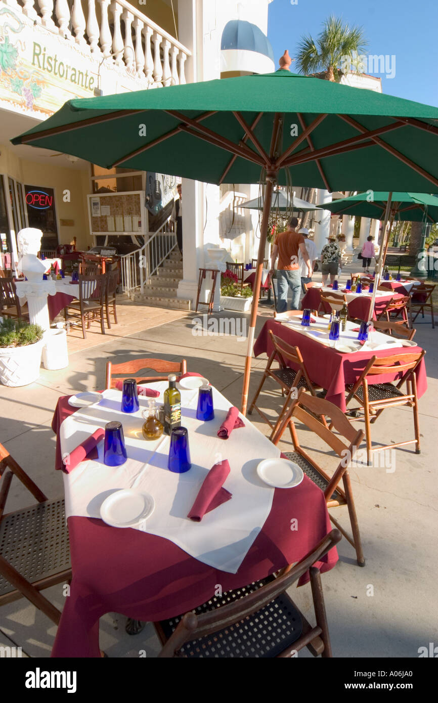 Outdoor cafe on St Armands Circle St Armands Key Sarasota Florida Stock