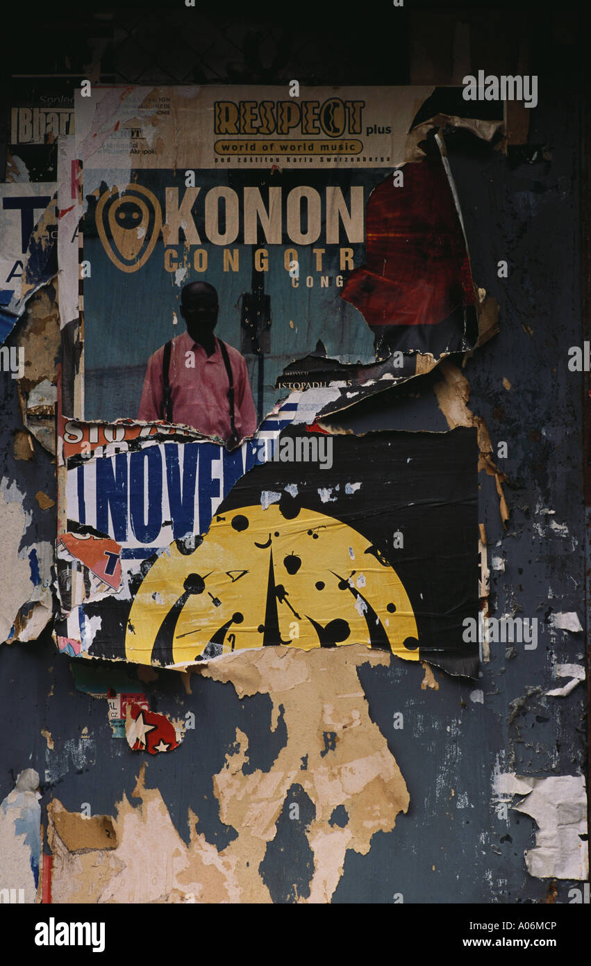 Detail of Ripped poster display Prague Stock Photo - Alamy