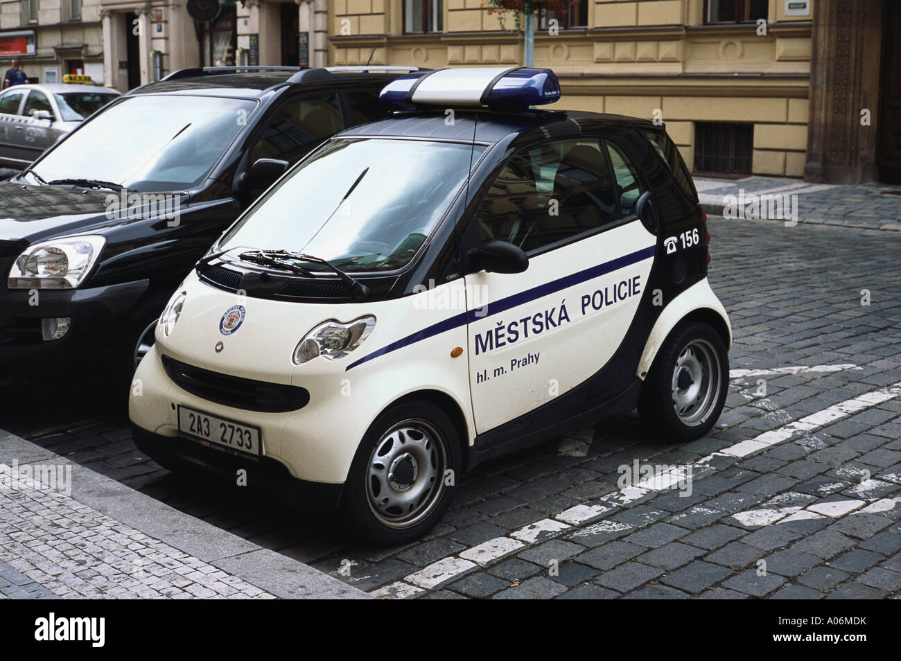Police Smart Patrol Car Prague Stock Photo - Alamy