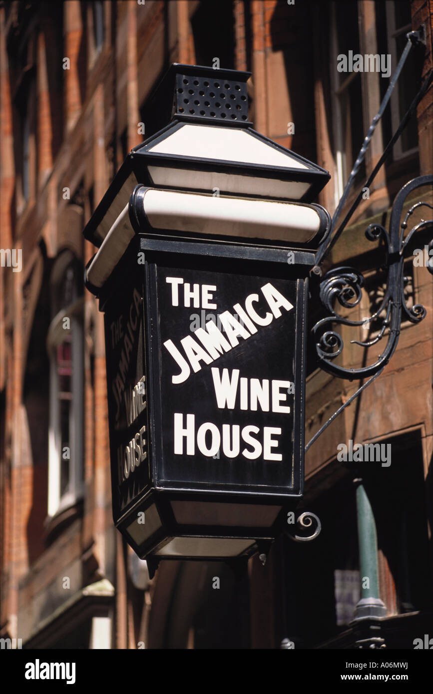 Sign outside Jamaica Wine House Cornhill London Stock Photo 9897965