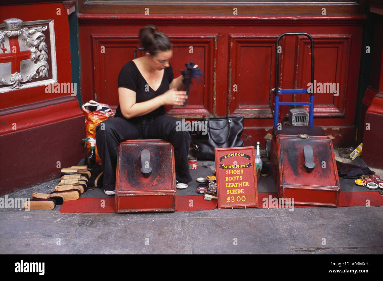 Shoe Shiner Leadenhall Market City of London Stock Photo