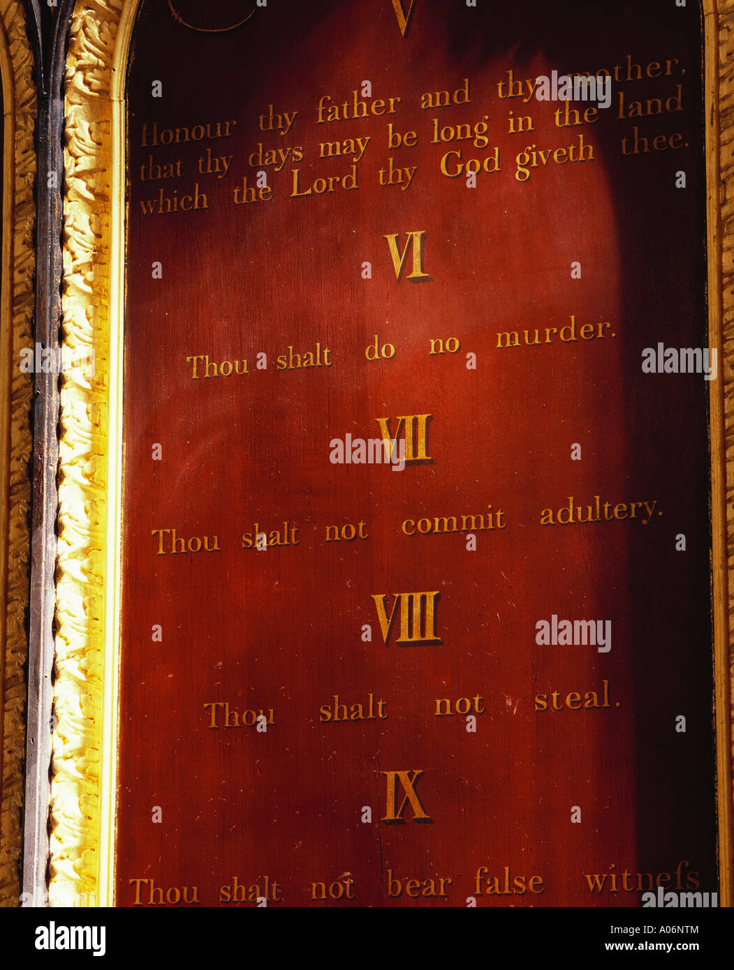 Ten Commandments Detail of altar Church of St Edmund the King and Martyr Lombard Street London Stock Photo