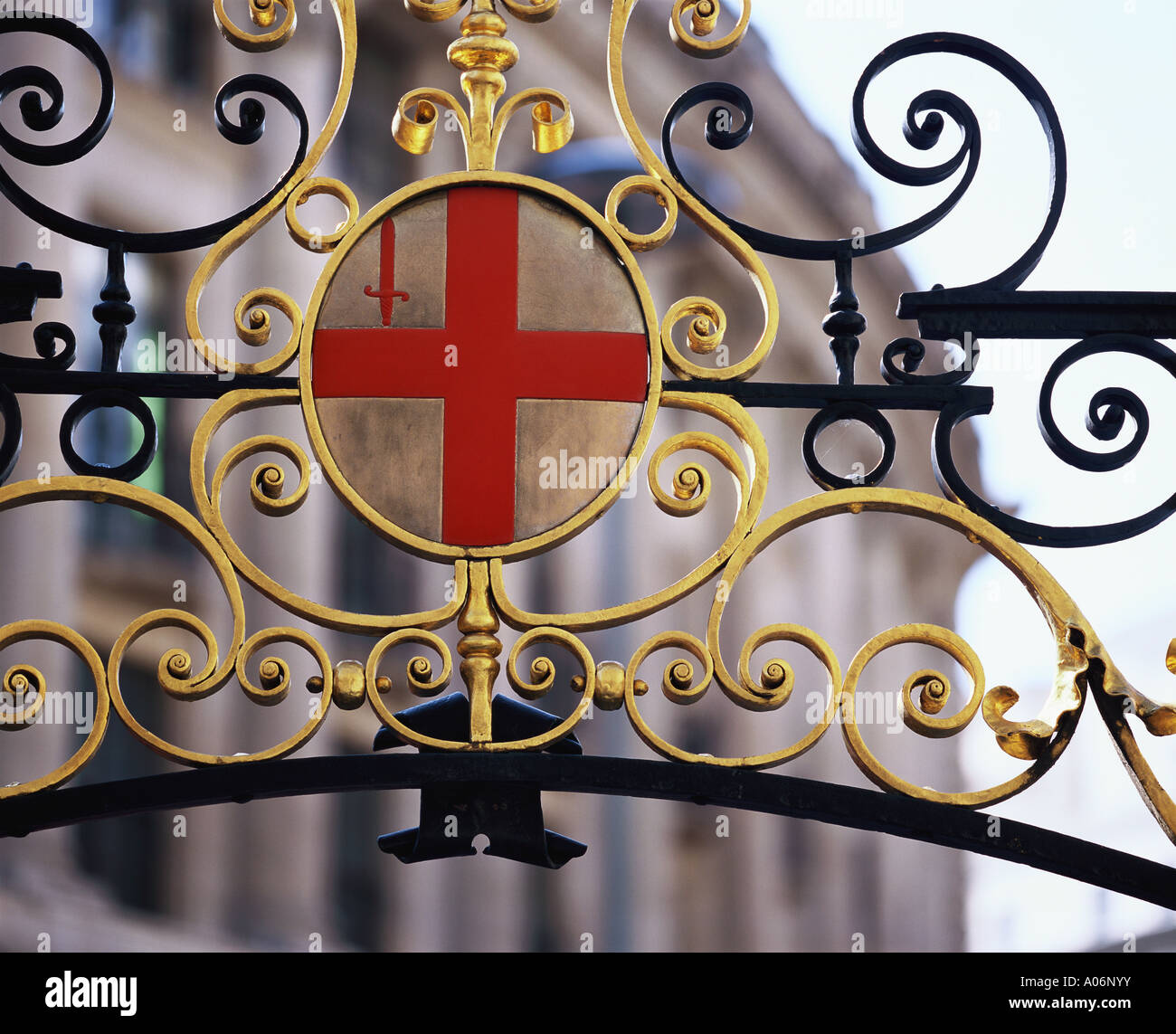 Detail of Gate Cross of St George St Mary Woolnoth Church London Stock Photo