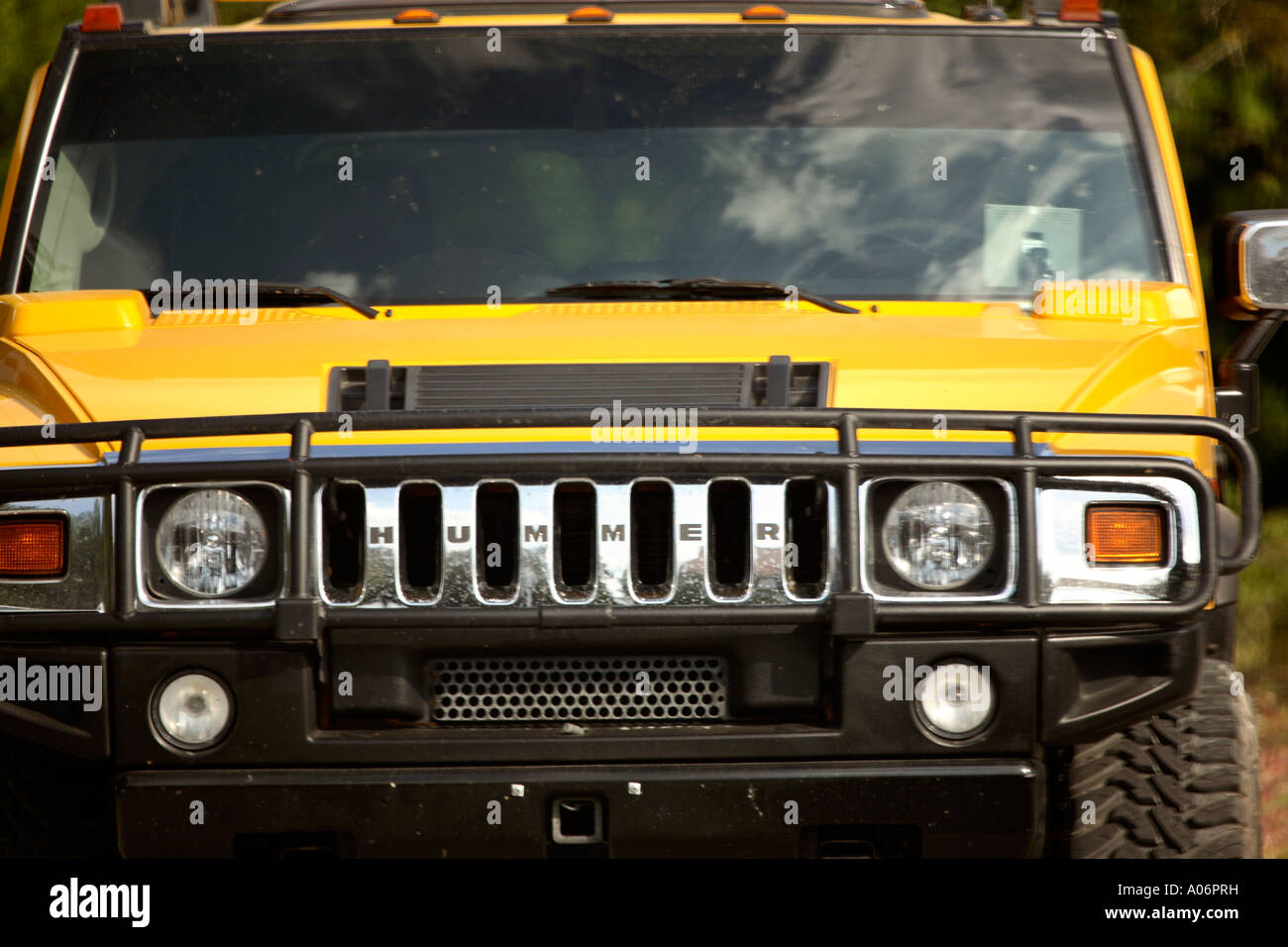 A Yellow Hummer Stock Photo