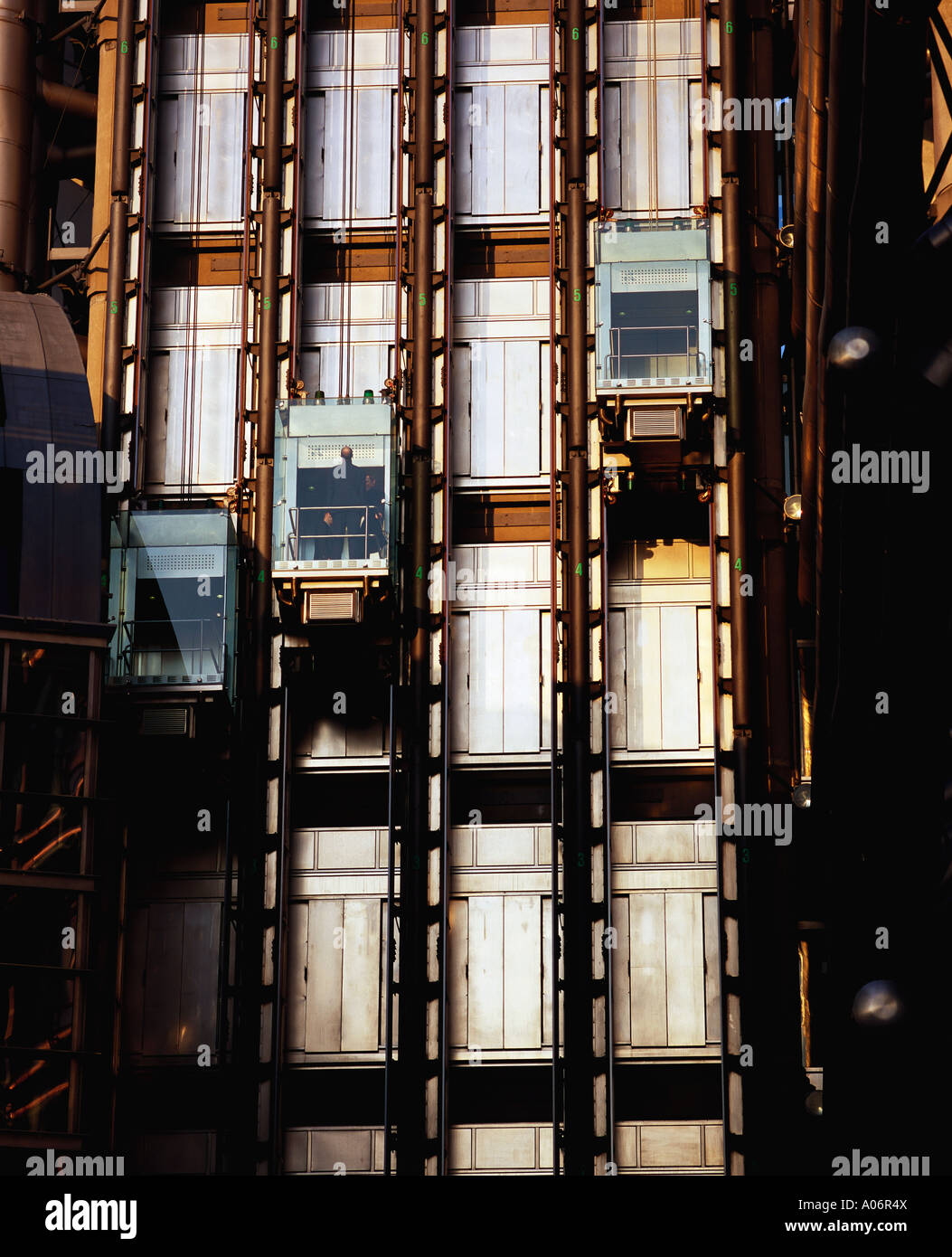 External lifts at the Lloyds Building Lime Street London Stock Photo