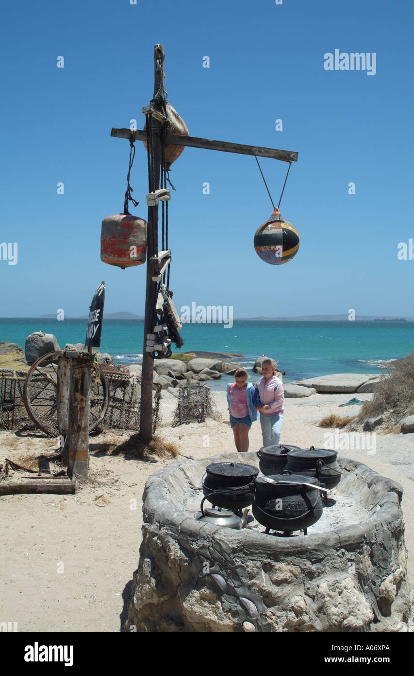 Guests customers at beach restaurant and bar Langebaan west coast South