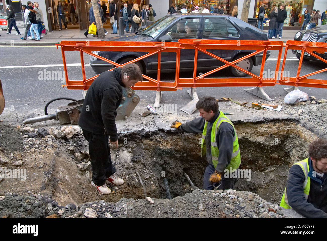 Roadworks in London UK Stock Photo Alamy