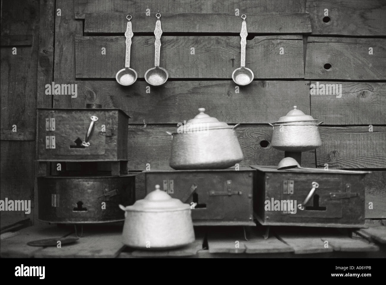 Kitchen utensils Manali Himachal Pradesh India Stock Photo Alamy