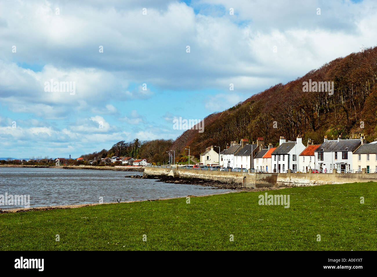 Seafront Houses Along the Fife Coastal Route, Limekilns, Fife, Scotland