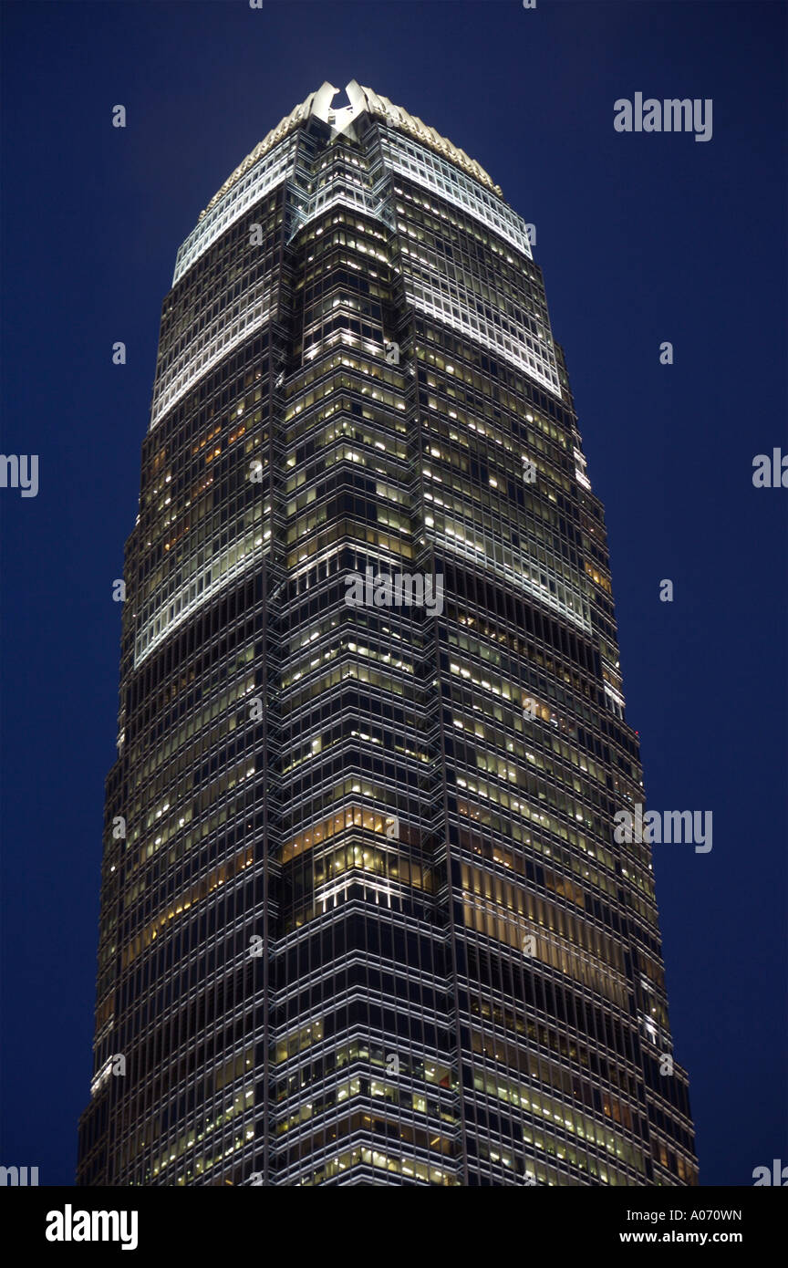 international finance centre building in hong kong lit up and illuminated at dusk fareast asia sar china Stock Photo