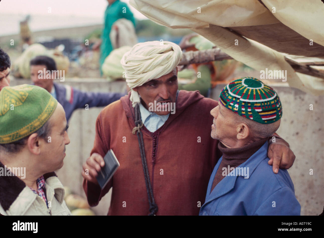 Negociation at food market Casablanca Morocco Stock Photo
