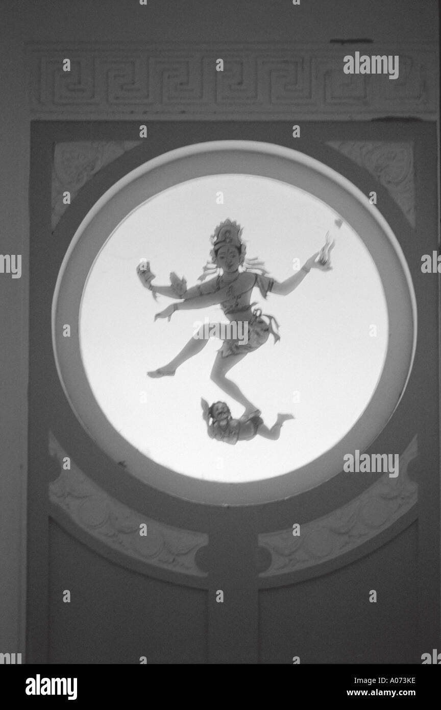 Dancing Shiva painted on glass window Mysore Karnataka India Stock Photo
