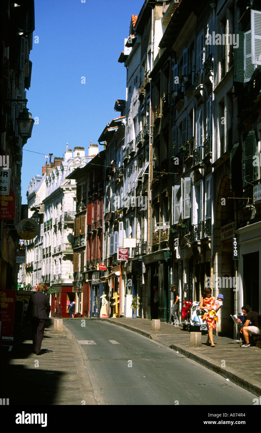 Typical street in the old part of Bayonne Stock Photo
