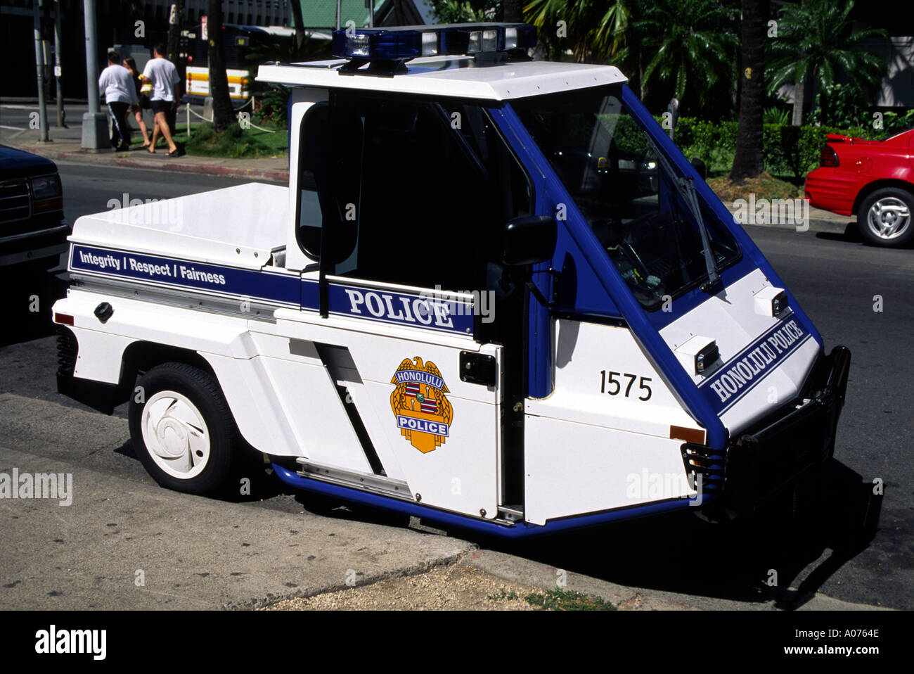 A three wheeled Honolulu Police car Stock Photo