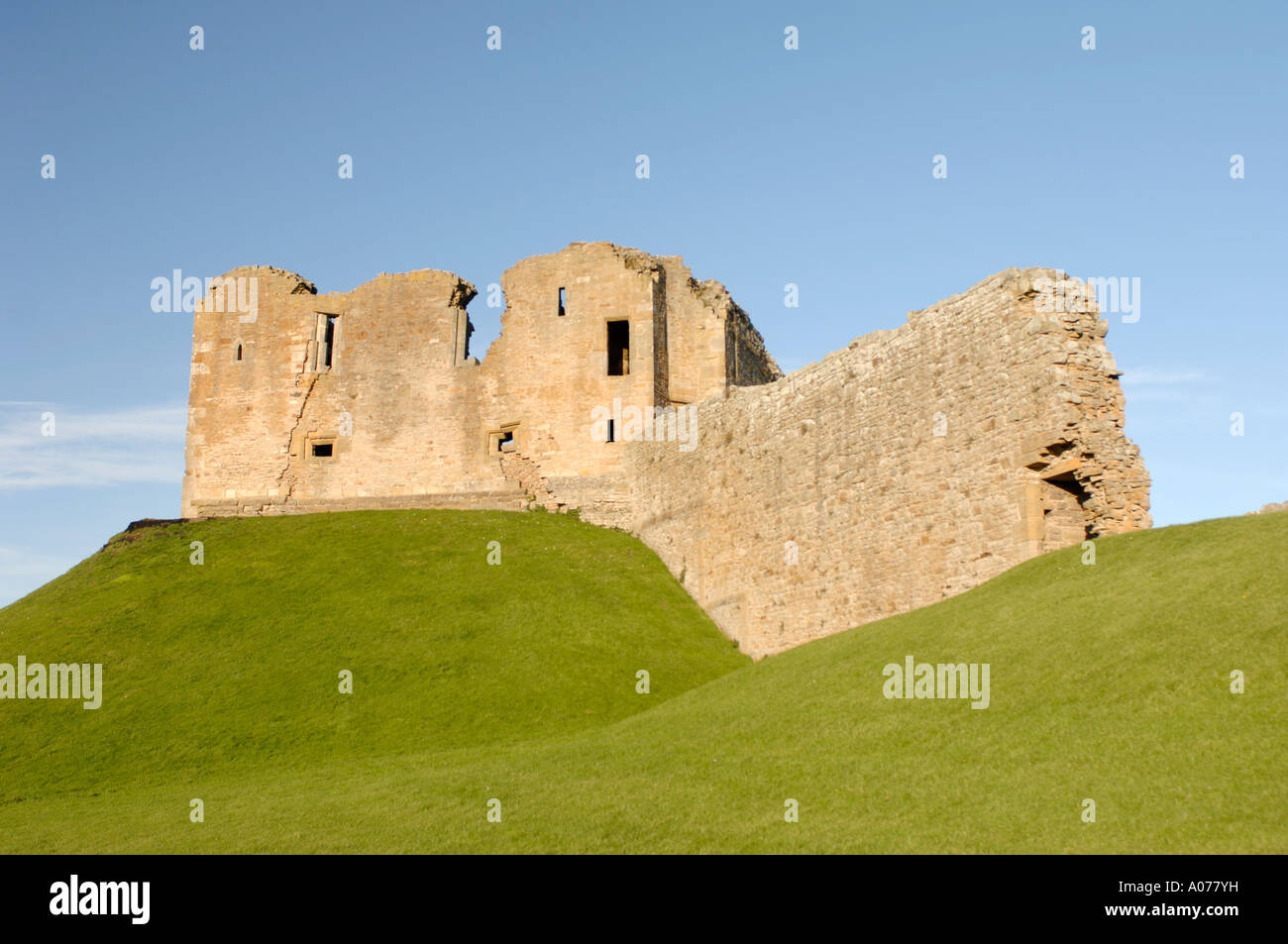 Duffus Castle stone - keep with curtain wall Elgin Morayshire. XPL 4250 ...