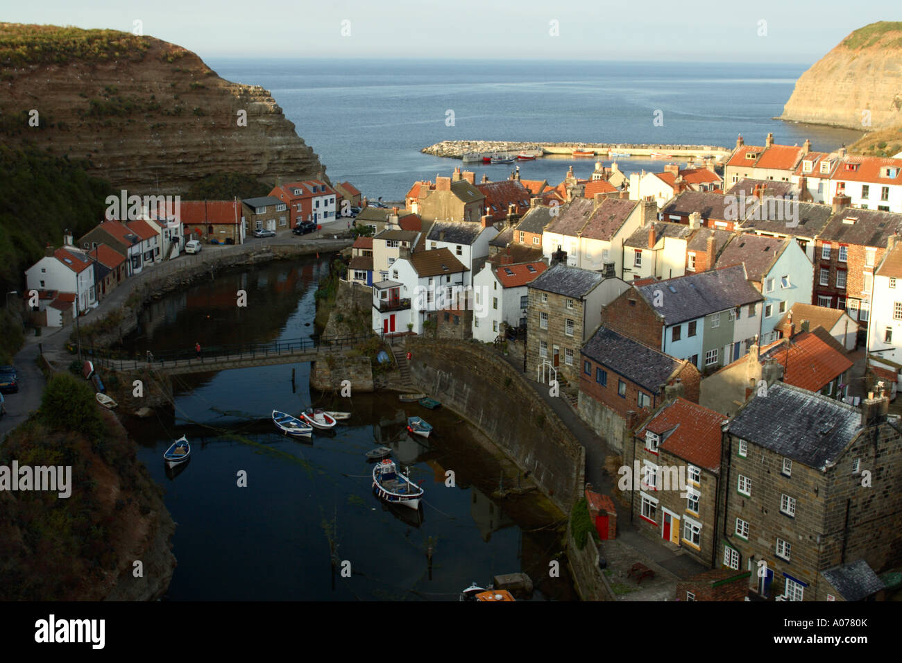 Evening View Of North Yorkshire Fishing Village Of Staithes