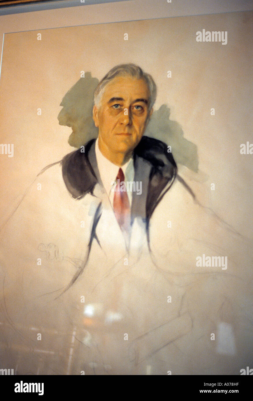 Unfishished Portrait of Franklin Roosevelt in Warm Springs, Georgia. Stock Photo