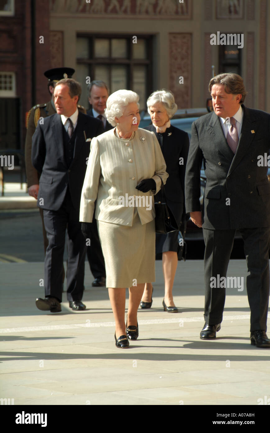 Her Majesty Queen Elizabeth Second arriving London Royal Albert Hall official opening of South Porch improvements Stock Photo