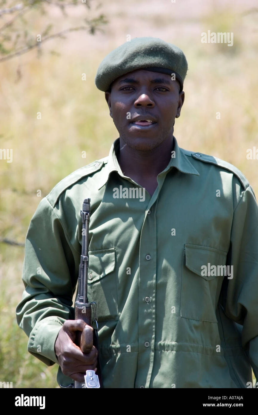 Game park ranger, Lobo, Serengeti, Tanzania, East Africa Stock Photo ...