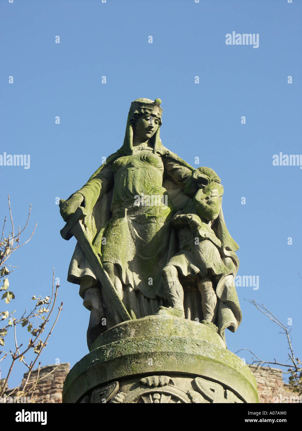Statue of Ethelfleda which stands in the grounds of Tamworth Castle