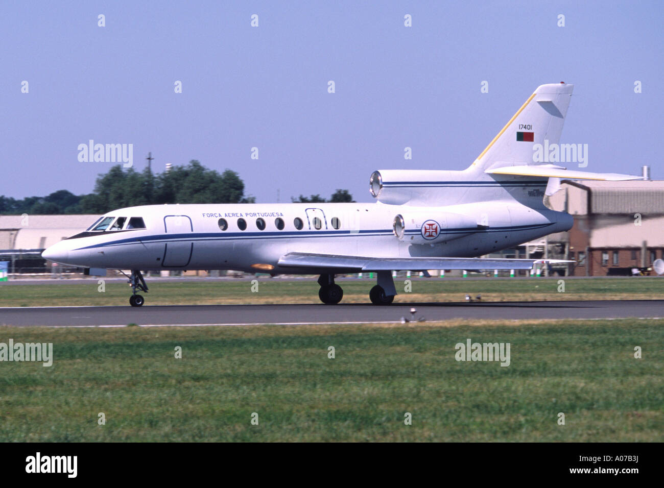 Dassault Falcon 50 landing at Fairford RIAT Stock Photo