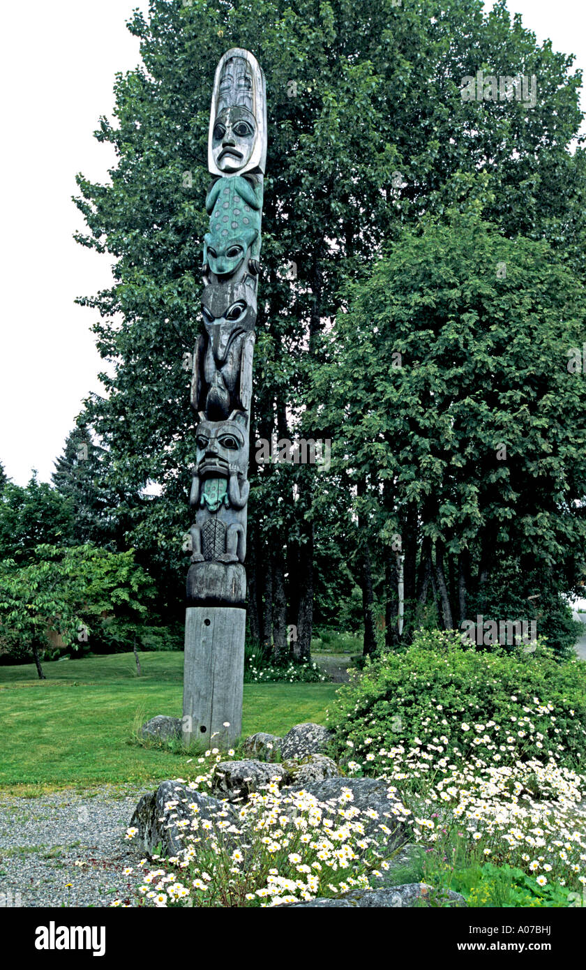 A Native American totem pole in Wragnell, Alaska Stock Photo - Alamy