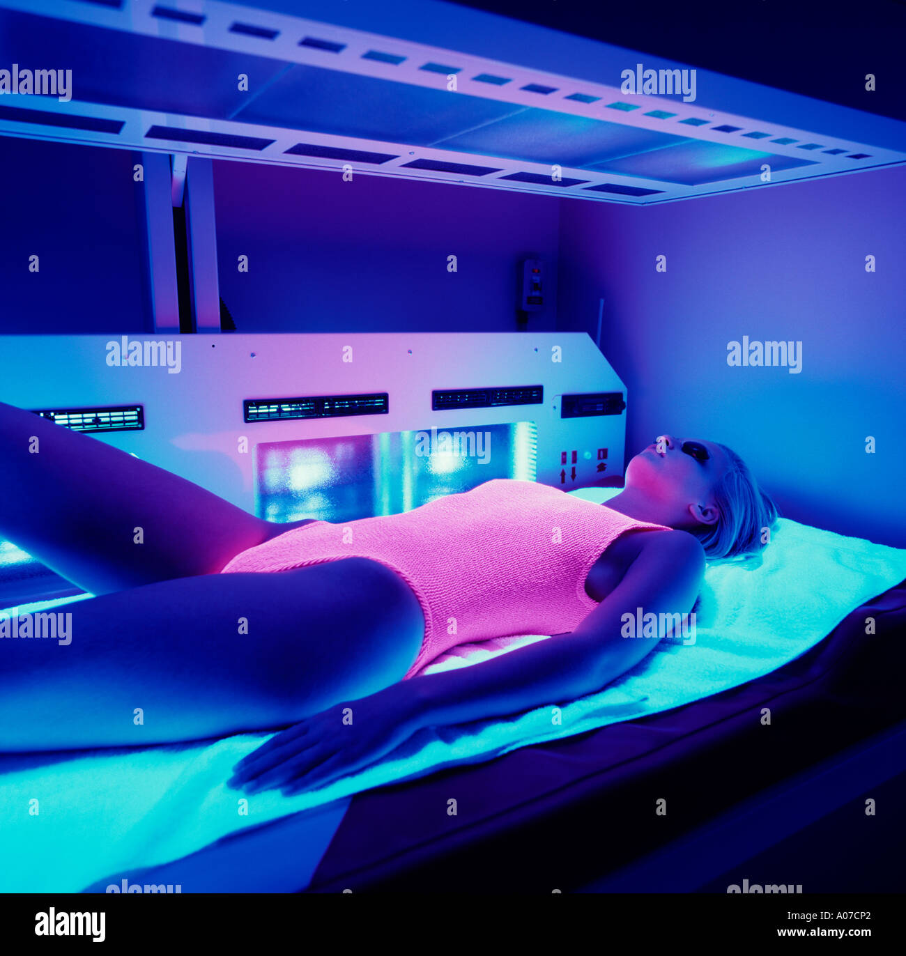 Beauty girl on sunbed Stock Photo Alamy