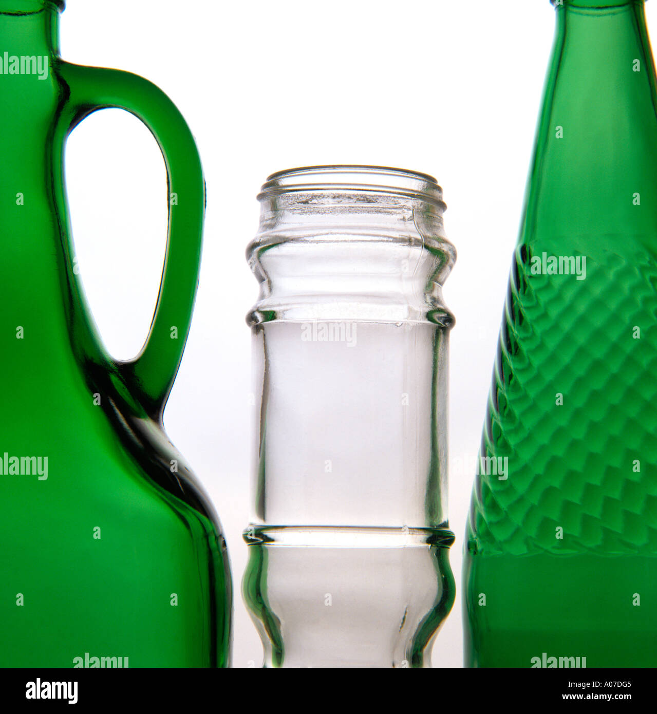 Recycling glass bottles and jars detail Stock Photo Alamy