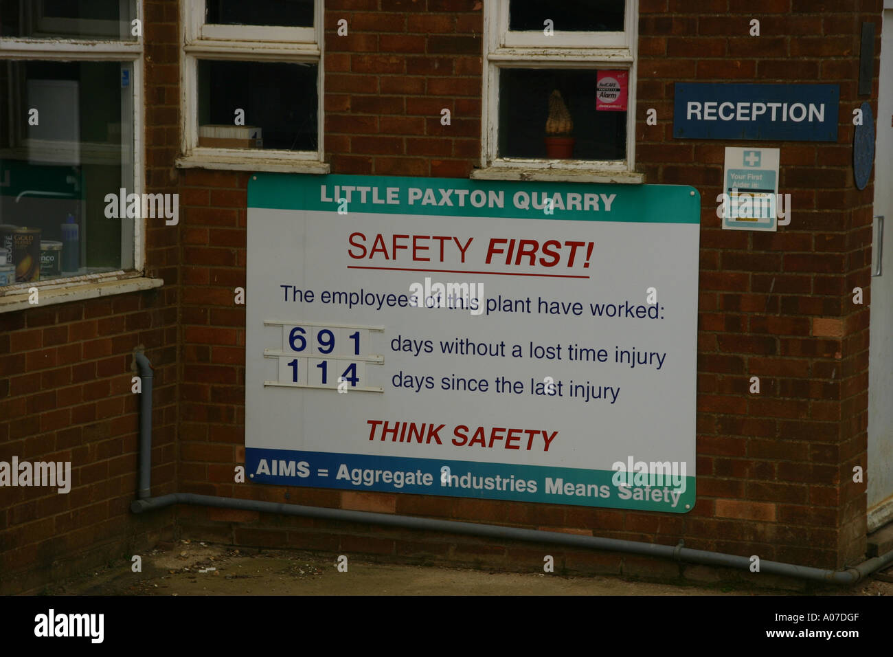 Safety Notice Little Paxton Quarry Cambridgeshire England Stock Photo Alamy