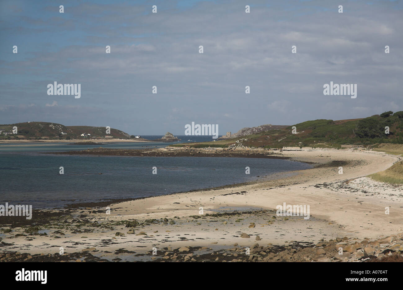 Stock photograph of Appletree Bay Tresco Isles of Scilly looking to