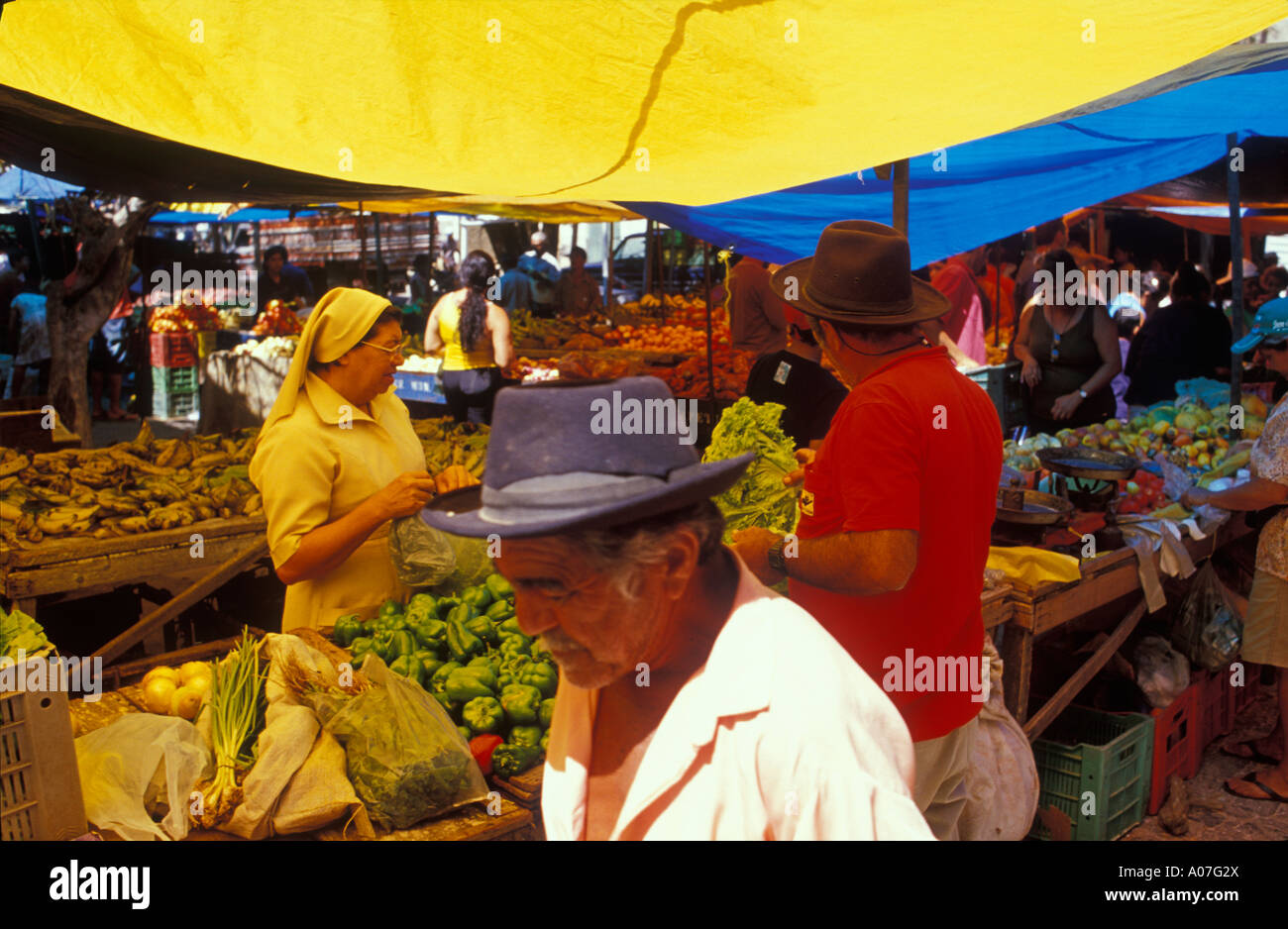 Street market, food for sale ( vegetables, fruits ) - popular commerce for low income customers commonly found at small cities of northeastern Brazil. Stock Photo