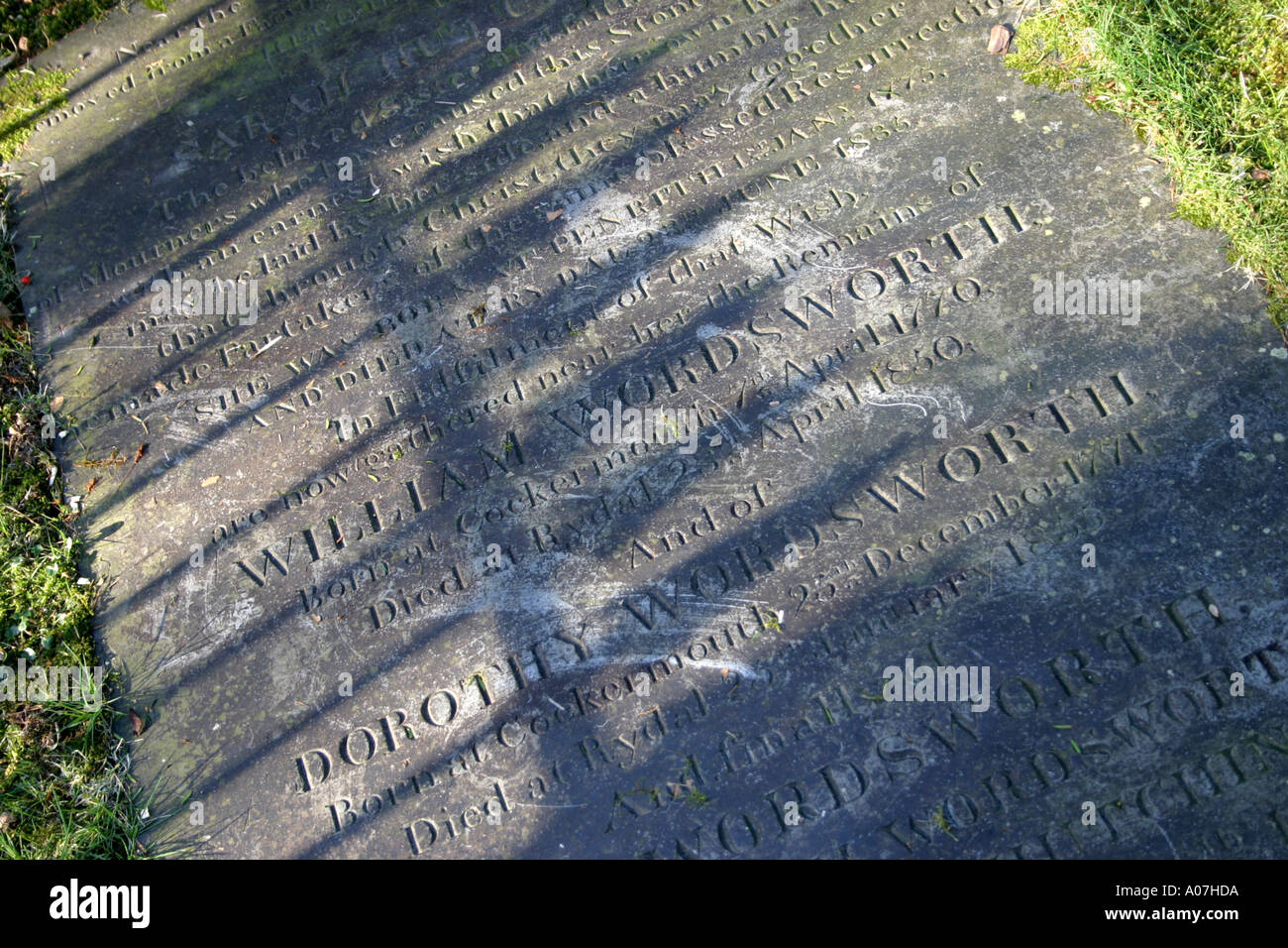 grave of William and Dorothy Wordsworth in St Oswald s churchyard Grasmere village Cumbria England UK Stock Photo