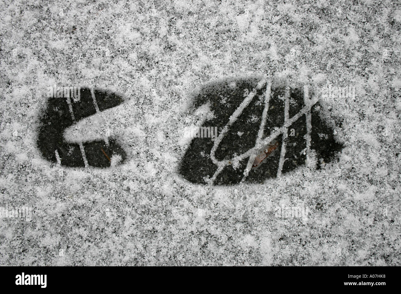 shoe print in snow. (c) by uli nusko, ch-3012 bern Stock Photo
