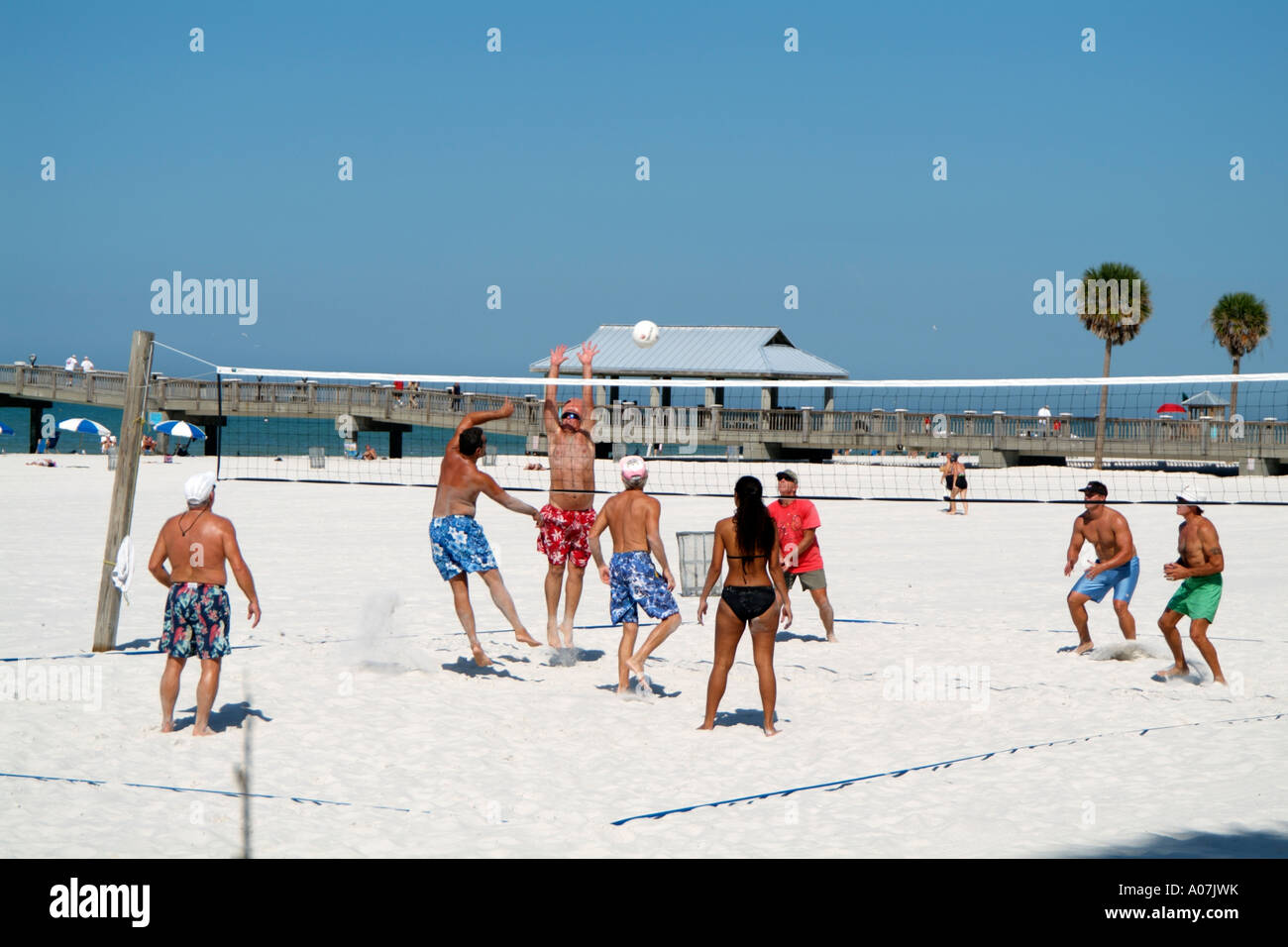 Volleyball players at Clearwater Beach Florida USA Stock Photo Alamy