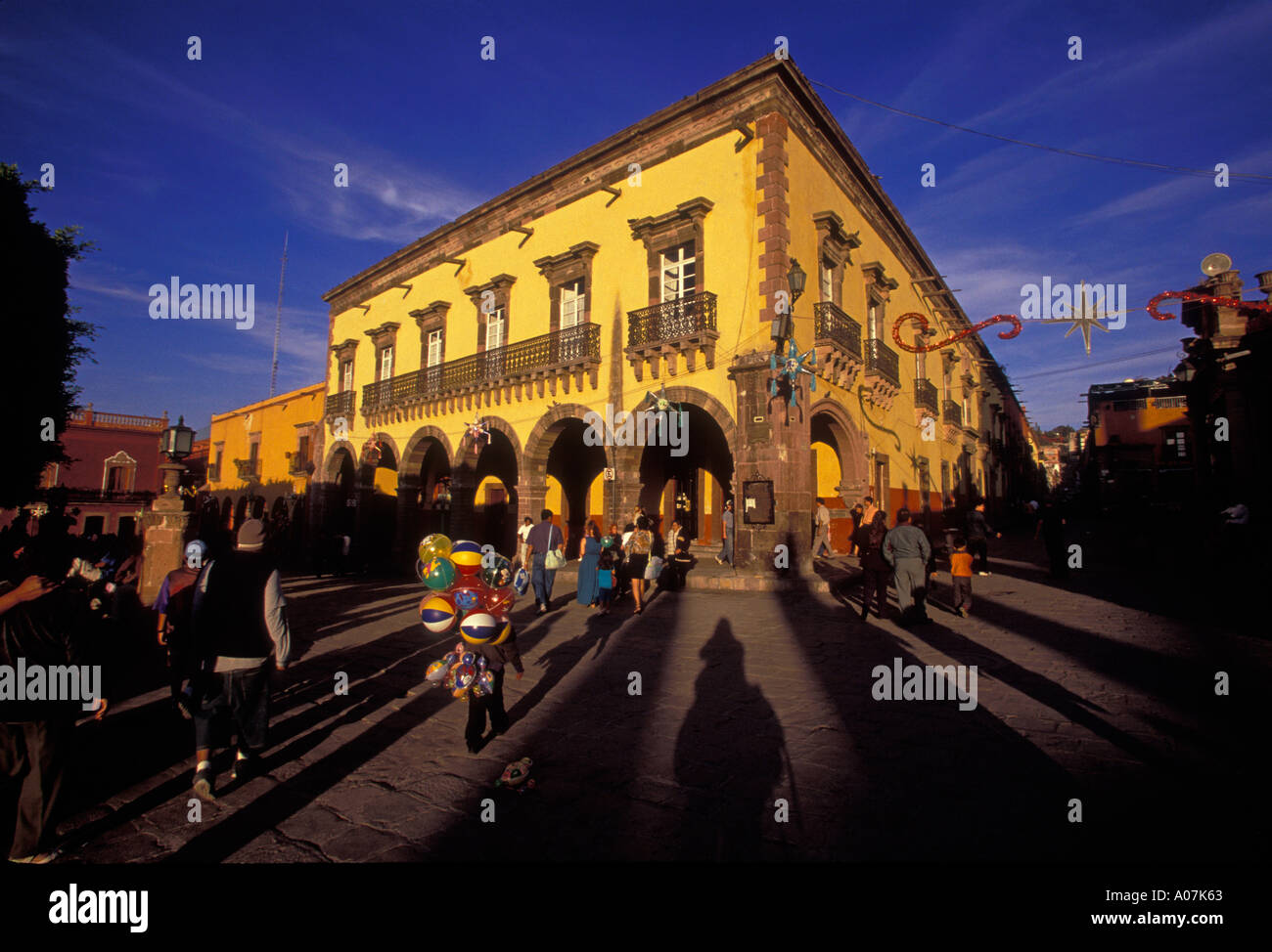 buildings, Jardin Principal, town of San Miguel de Allende, San Miguel de Allende, Guanajuato State, Mexico Stock Photo