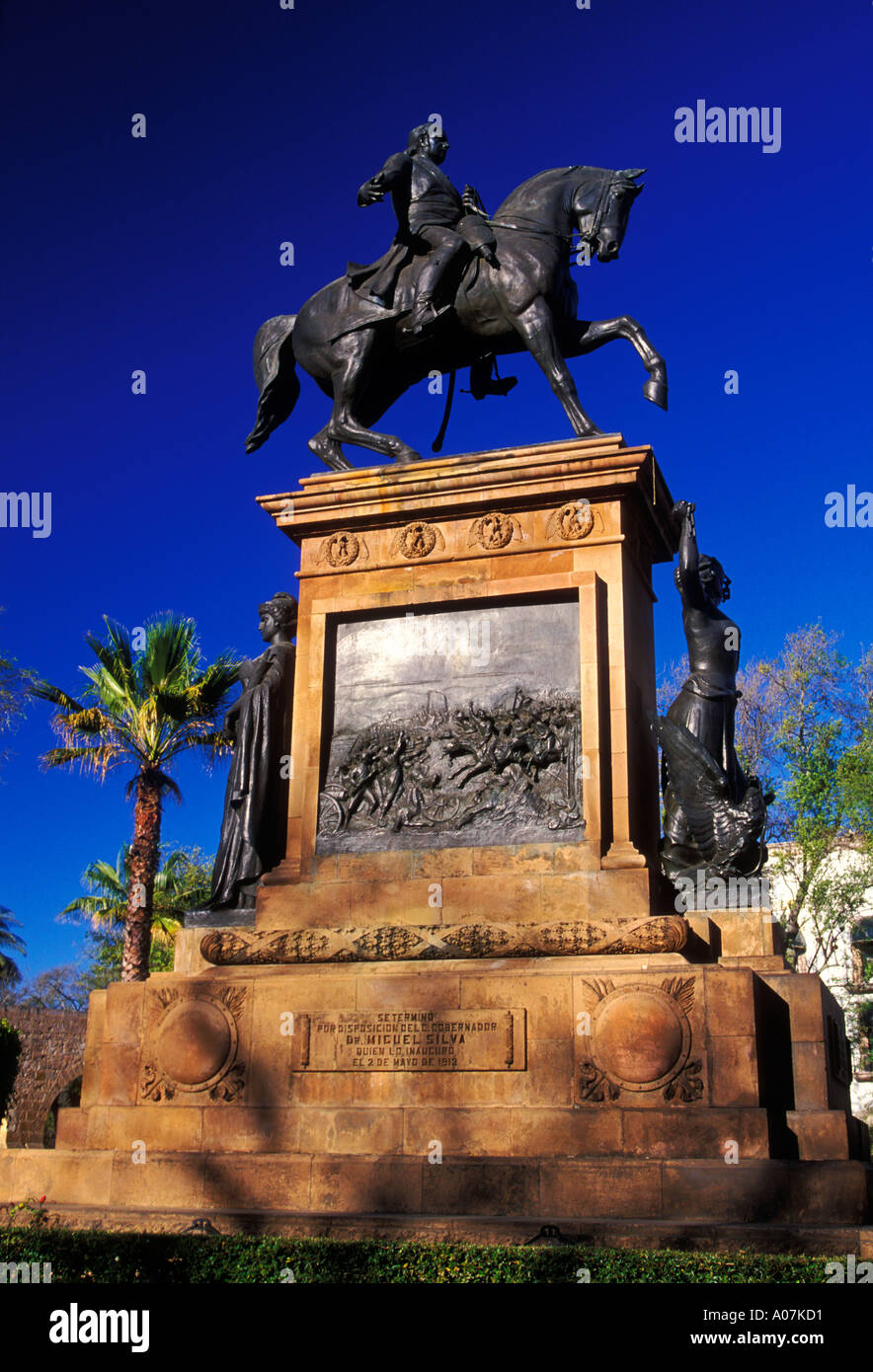 equestrian statue of General Jose Maria Morelos, equestrian statue, statue, General Jose Maria Morelos, Morelia, Michoacan State, Mexico Stock Photo